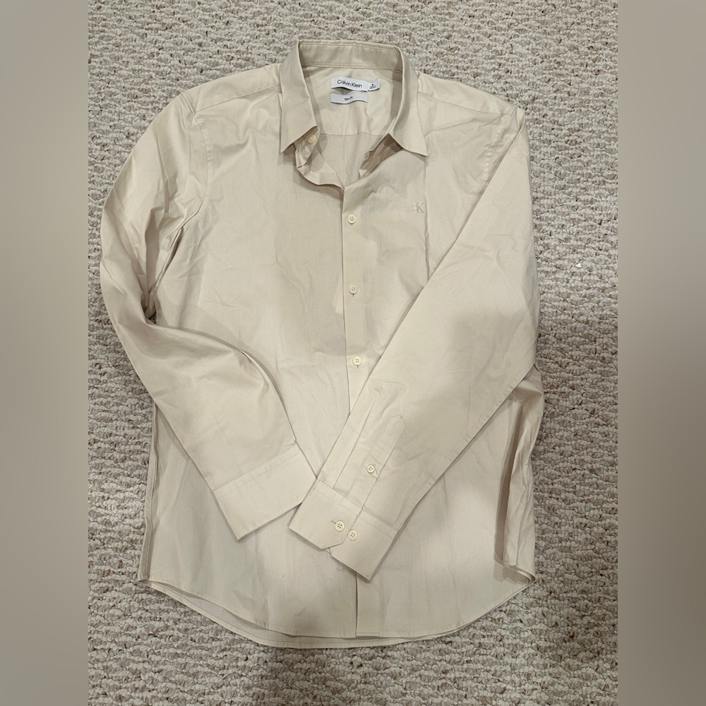 Calvin Klein Men's Beige Dress Shirt